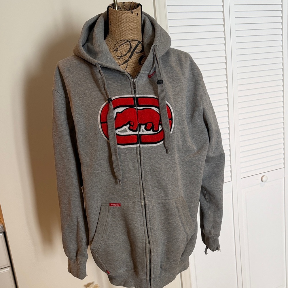 Gray Hoodie with Red Logo